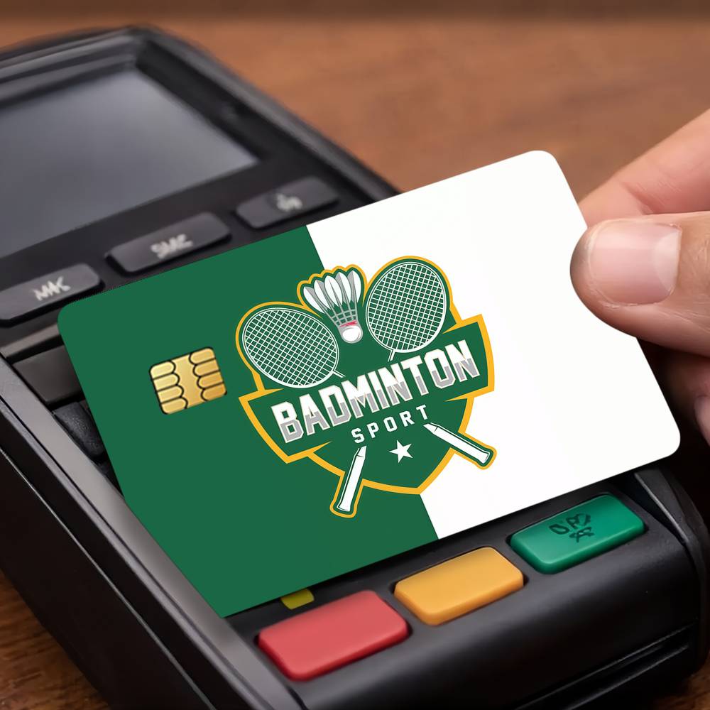 Badminton Logo - Modne naklejki ochronne na karty z